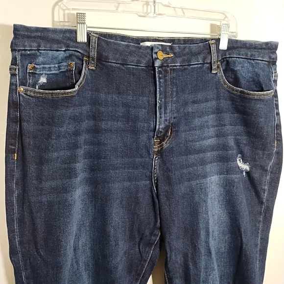 Mica Los Angeles Womens 18W Jeans Dark Wash High Rise Distressed Frayed Bootcut - Picture 4 of 9